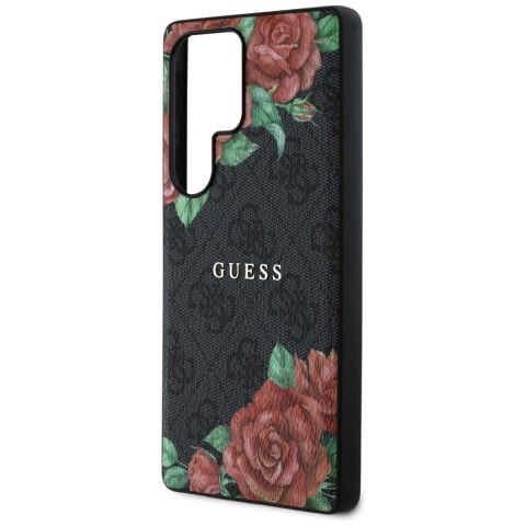 Etui Guess Leather 4G Flowers Print Metal Classic Logo MagSafe na Samsung Galaxy S25 Ultra - czarne Etui Guess Leather 4G Flowers Print Metal Classic Logo MagSafe na Samsung Galaxy S25 Ultra - czarne
