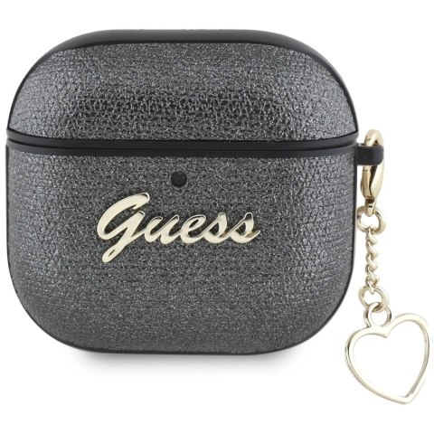 Etui Guess Metallic Script Charm na AirPods 4 - czarne Etui Guess Metallic Script Charm na AirPods 4 - czarne