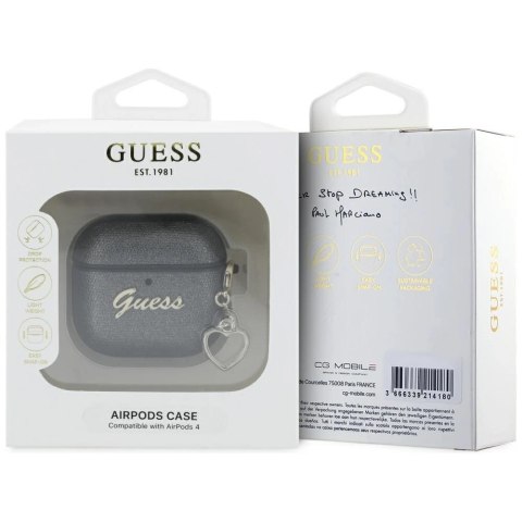 Etui Guess Metallic Script Charm na AirPods 4 - czarne Etui Guess Metallic Script Charm na AirPods 4 - czarne