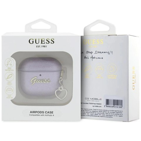 Etui Guess Metallic Script Charm na AirPods 4 - fioletowe Etui Guess Metallic Script Charm na AirPods 4 - fioletowe