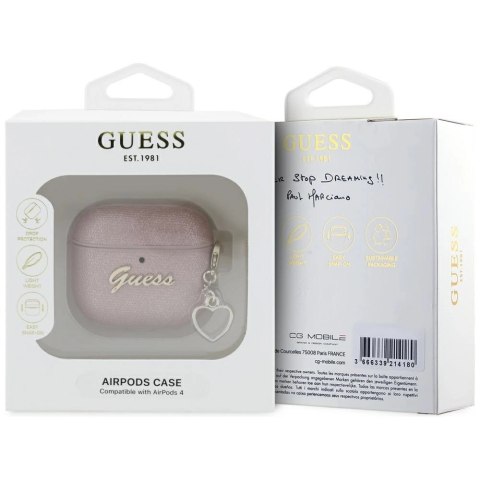 Etui Guess Metallic Script Charm na AirPods 4 - różowe