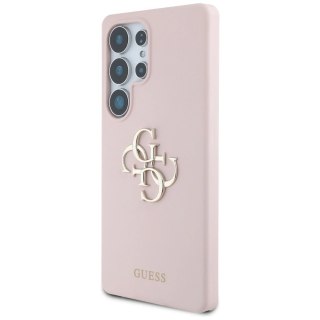 Etui Guess Silicone Big 4G Logo Bottom Script na Samsung Galaxy S25 Ultra - różowe