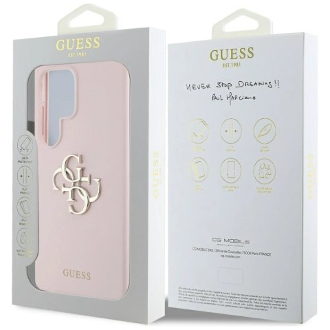 Etui Guess Silicone Big 4G Logo Bottom Script na Samsung Galaxy S25 Ultra - różowe Etui Guess Silicone Big 4G Logo Bottom Script na Samsung Galaxy S25 Ultra - różowe