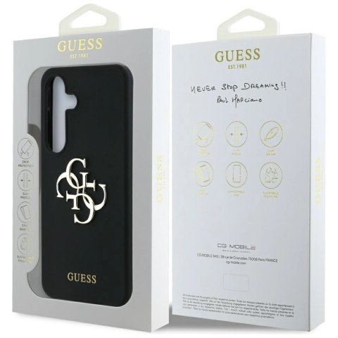 Etui Guess Silicone Big 4G Logo Bottom Script na Samsung Galaxy S25 - czarne Etui Guess Silicone Big 4G Logo Bottom Script na Samsung Galaxy S25 - czarne