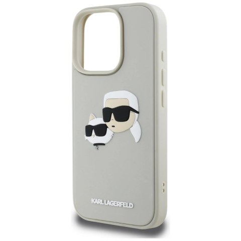 Etui Karl Lagerfeld HC 3D Rubber Double Heads na iPhone 16 Pro Max - beżowe