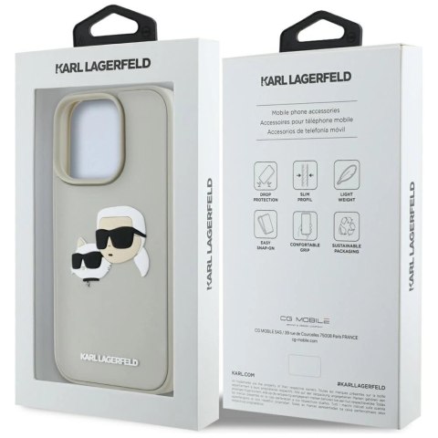 Etui Karl Lagerfeld HC 3D Rubber Double Heads na iPhone 16 Pro Max - beżowe