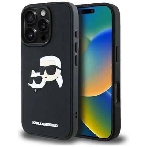 Etui Karl Lagerfeld HC 3D Rubber Double Heads na iPhone 16 Pro Max - czarne Etui Karl Lagerfeld HC 3D Rubber Double Heads na iPhone 16 Pro Max - czarne
