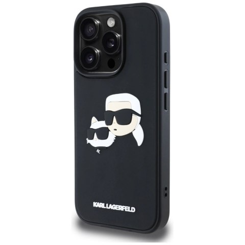 Etui Karl Lagerfeld HC 3D Rubber Double Heads na iPhone 16 Pro Max - czarne Etui Karl Lagerfeld HC 3D Rubber Double Heads na iPhone 16 Pro Max - czarne