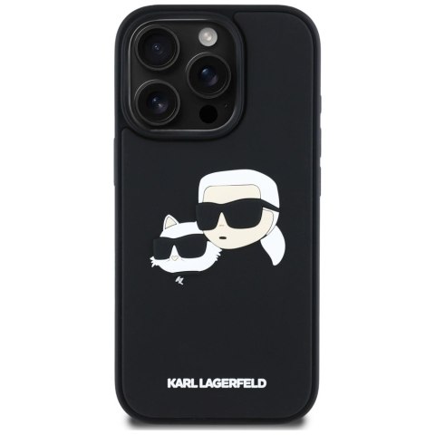 Etui Karl Lagerfeld HC 3D Rubber Double Heads na iPhone 16 Pro Max - czarne Etui Karl Lagerfeld HC 3D Rubber Double Heads na iPhone 16 Pro Max - czarne
