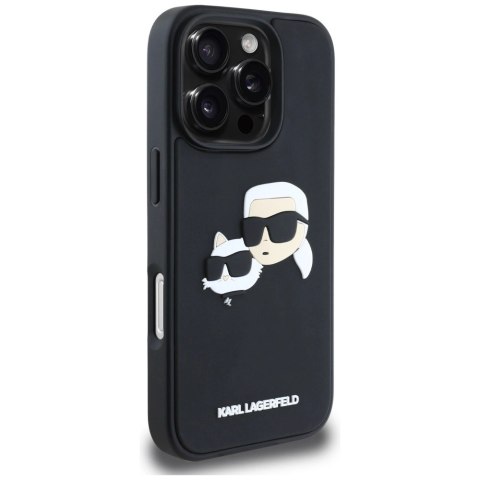 Etui Karl Lagerfeld HC 3D Rubber Double Heads na iPhone 16 Pro Max - czarne Etui Karl Lagerfeld HC 3D Rubber Double Heads na iPhone 16 Pro Max - czarne