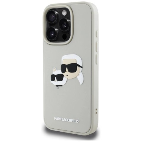 Etui Karl Lagerfeld HC 3D Rubber Double Heads na iPhone 16 Pro - beżowe