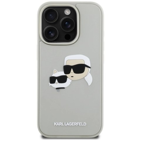 Etui Karl Lagerfeld HC 3D Rubber Double Heads na iPhone 16 Pro - beżowe