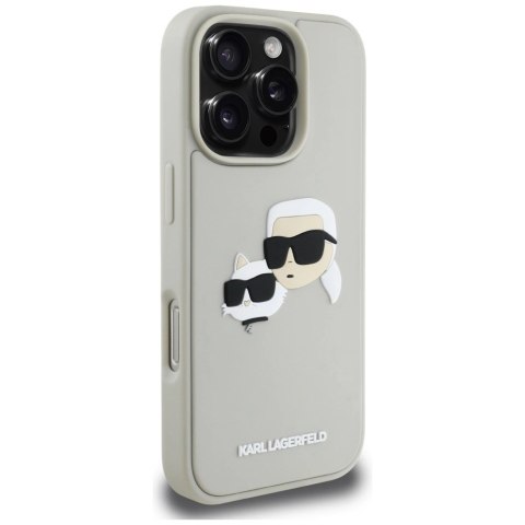 Etui Karl Lagerfeld HC 3D Rubber Double Heads na iPhone 16 Pro - beżowe