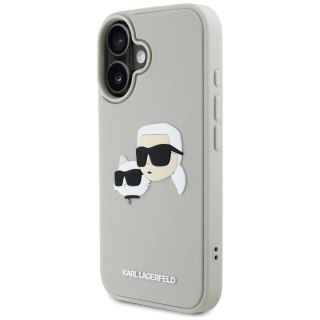 Etui Karl Lagerfeld HC 3D Rubber Double Heads na iPhone 16 - beżowe
