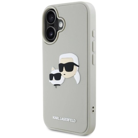 Etui Karl Lagerfeld HC 3D Rubber Double Heads na iPhone 16 - beżowe