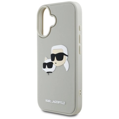 Etui Karl Lagerfeld HC 3D Rubber Double Heads na iPhone 16 - beżowe