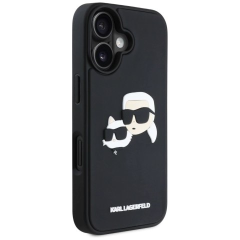Etui Karl Lagerfeld HC 3D Rubber Double Heads na iPhone 16 - czarne