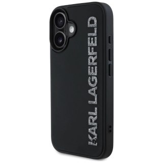 Etui Karl Lagerfeld HC 3D Rubber Elongated Glitter na iPhone 16 - czarne