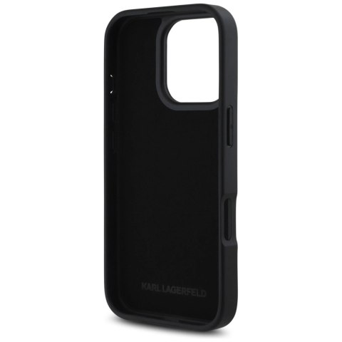 Etui Karl Lagerfeld HC Grained PU Cardslot Metal Signature na iPhone 16 Pro Max - czarne Etui Karl Lagerfeld HC Grained PU Cardslot Metal Signature na iPhone 16 Pro Max - czarne