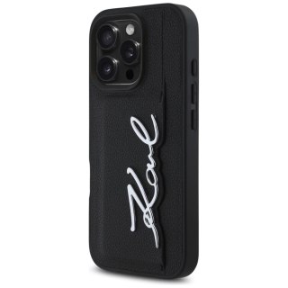 Etui Karl Lagerfeld HC Grained PU Cardslot Metal Signature na iPhone 16 Pro - czarne