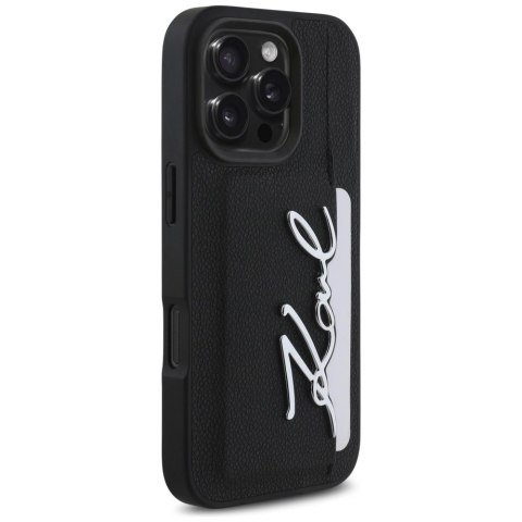 Etui Karl Lagerfeld HC Grained PU Cardslot Metal Signature na iPhone 16 Pro - czarne