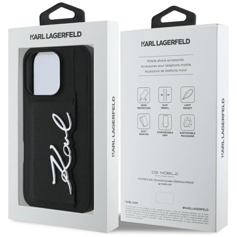 Etui Karl Lagerfeld HC Grained PU Cardslot Metal Signature na iPhone 16 Pro - czarne