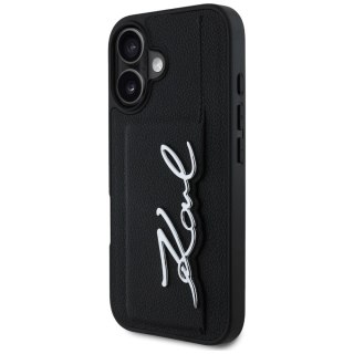 Etui Karl Lagerfeld HC Grained PU Cardslot Metal Signature na iPhone 16 - czarne