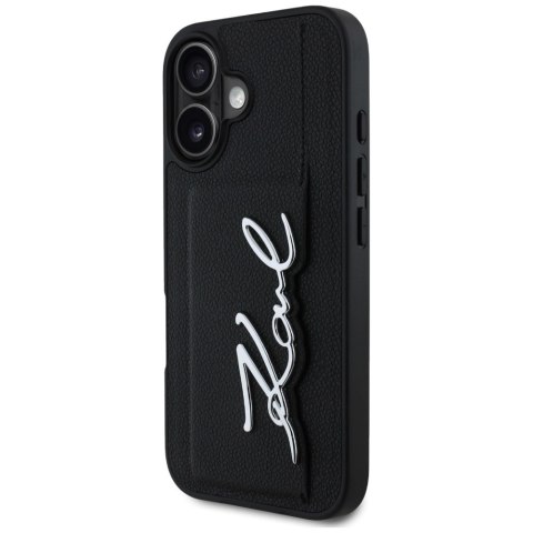 Etui Karl Lagerfeld HC Grained PU Cardslot Metal Signature na iPhone 16 - czarne