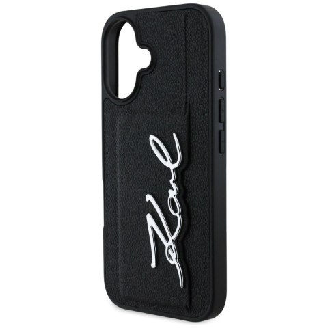 Etui Karl Lagerfeld HC Grained PU Cardslot Metal Signature na iPhone 16 - czarne