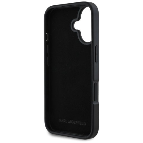 Etui Karl Lagerfeld HC Grained PU Cardslot Metal Signature na iPhone 16 - czarne