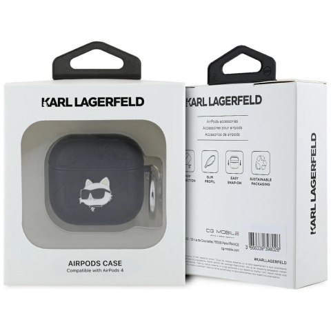 Etui Karl Lagerfeld Monogram Choupette Head na AirPods 4 - czarne Etui Karl Lagerfeld Monogram Choupette Head na AirPods 4 - czarne