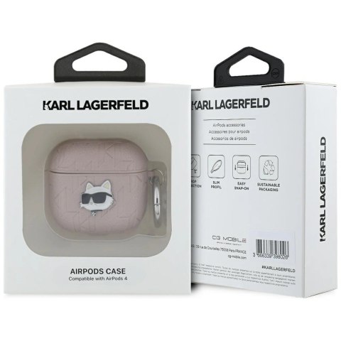 Etui Karl Lagerfeld Monogram Choupette Head na AirPods 4 - różowe