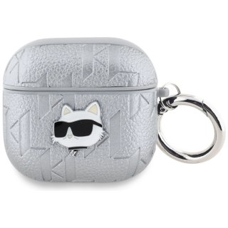 Etui Karl Lagerfeld Monogram Choupette Head na AirPods 4 - srebrne