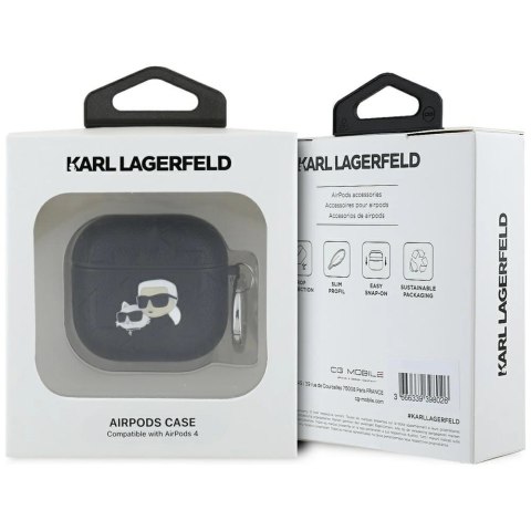 Etui Karl Lagerfeld Monogram Karl & Choupette Head na AirPods 4 - czarne