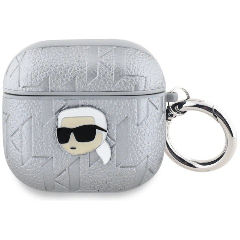 Etui Karl Lagerfeld Monogram Karl Head na AirPods 4 - srebrne Etui Karl Lagerfeld Monogram Karl Head na AirPods 4 - srebrne