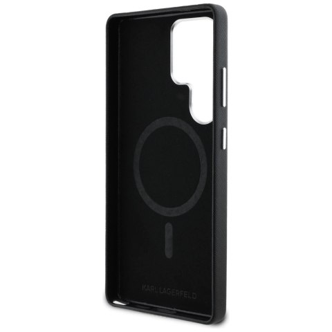 Etui Karl Lagerfeld Saffiano Full Wrapped Elongated Metal Logo MagSafe na Samsung Galaxy S25 Ultra - czarne Etui Karl Lagerfeld Saffiano Full Wrapped Elongated Metal Logo MagSafe na Samsung Galaxy S25 Ultra - czarne