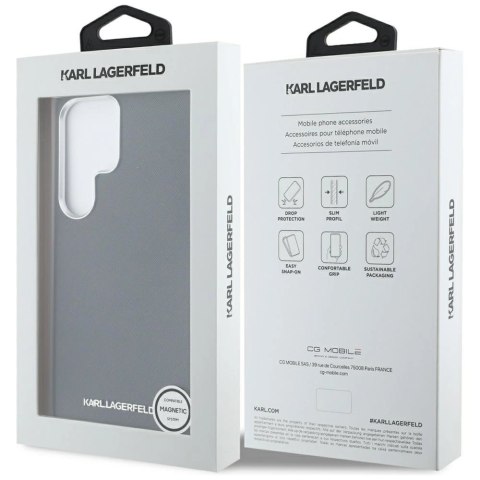 Etui Karl Lagerfeld Saffiano Full Wrapped Elongated Metal Logo MagSafe na Samsung Galaxy S25 Ultra - czarne Etui Karl Lagerfeld Saffiano Full Wrapped Elongated Metal Logo MagSafe na Samsung Galaxy S25 Ultra - czarne