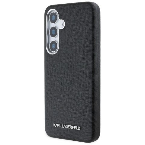 Etui Karl Lagerfeld Saffiano Full Wrapped Elongated Metal Logo MagSafe na Samsung Galaxy S25 - czarne Etui Karl Lagerfeld Saffiano Full Wrapped Elongated Metal Logo MagSafe na Samsung Galaxy S25 - czarne