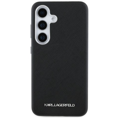 Etui Karl Lagerfeld Saffiano Full Wrapped Elongated Metal Logo MagSafe na Samsung Galaxy S25 - czarne Etui Karl Lagerfeld Saffiano Full Wrapped Elongated Metal Logo MagSafe na Samsung Galaxy S25 - czarne