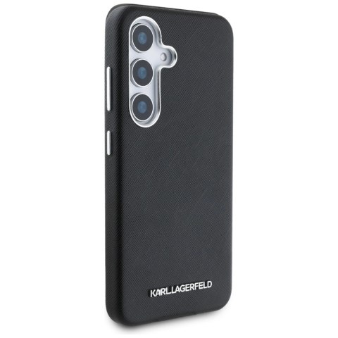 Etui Karl Lagerfeld Saffiano Full Wrapped Elongated Metal Logo MagSafe na Samsung Galaxy S25 - czarne Etui Karl Lagerfeld Saffiano Full Wrapped Elongated Metal Logo MagSafe na Samsung Galaxy S25 - czarne
