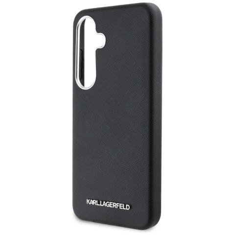 Etui Karl Lagerfeld Saffiano Full Wrapped Elongated Metal Logo MagSafe na Samsung Galaxy S25 - czarne Etui Karl Lagerfeld Saffiano Full Wrapped Elongated Metal Logo MagSafe na Samsung Galaxy S25 - czarne