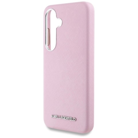 Etui Karl Lagerfeld Saffiano Full Wrapped Elongated Metal Logo MagSafe na Samsung Galaxy S25 - różowe