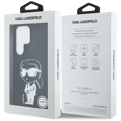Etui Karl Lagerfeld Silicone Graffiti Ikonik Printed Logo MagSafe do Samsung Galaxy S25 Ultra - czarne
