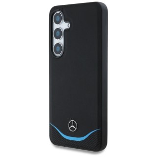 Etui Mercedes Leather Contrasted Blue Horizontal Curve MagSafe na Samsung Galaxy S25 - czarne