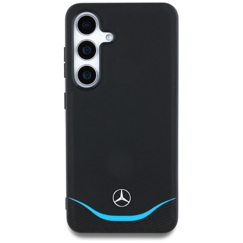 Etui Mercedes Leather Contrasted Blue Horizontal Curve MagSafe na Samsung Galaxy S25 - czarne
