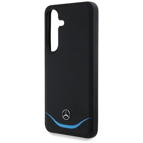 Etui Mercedes Leather Contrasted Blue Horizontal Curve MagSafe na Samsung Galaxy S25 - czarne