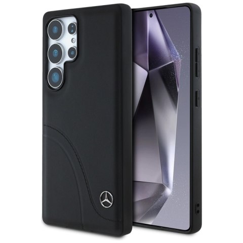 Etui Mercedes Leather Curved Stitches na Samsung Galaxy S25 Ultra - czarne Etui Mercedes Leather Curved Stitches na Samsung Galaxy S25 Ultra - czarne