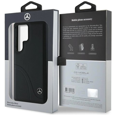 Etui Mercedes Leather Curved Stitches na Samsung Galaxy S25 Ultra - czarne Etui Mercedes Leather Curved Stitches na Samsung Galaxy S25 Ultra - czarne