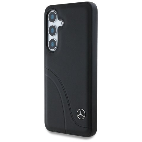 Etui Mercedes Leather Curved Stitches na Samsung Galaxy S25 - czarne