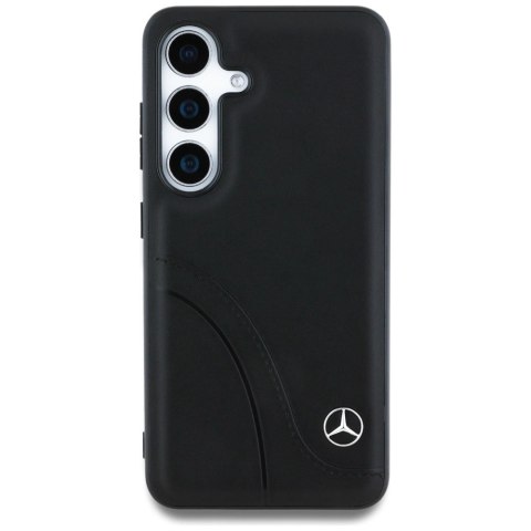 Etui Mercedes Leather Curved Stitches na Samsung Galaxy S25 - czarne
